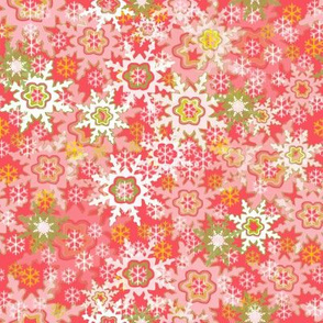 Red, Pink, White & Green Snowflakes