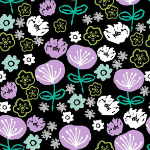 florals // lilac and mint flowers floral print for sweet little girls illustration pattern