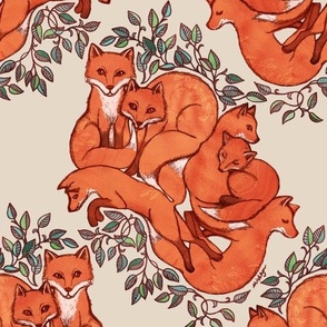 Fox Family Tangle - large print