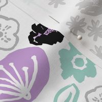 florals // mint and lilac flower illustration hand-drawn repeating fashion print