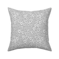 heart // grey and white hand-drawn hearts on grey for textiles and home decor