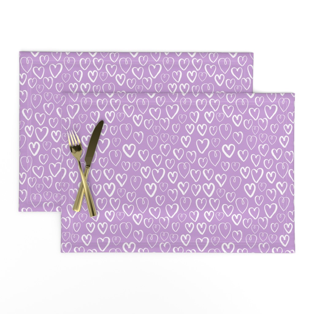 hearts // pastel lilac lavender purple hand-drawn hearts for girly valentines love illustration pattern print