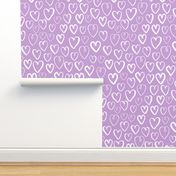 hearts // pastel lilac lavender purple hand-drawn hearts for girly valentines love illustration pattern print