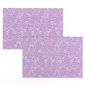hearts // pastel lilac lavender purple hand-drawn hearts for girly valentines love illustration pattern print