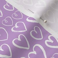 hearts // pastel lilac lavender purple hand-drawn hearts for girly valentines love illustration pattern print