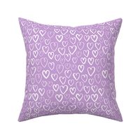 hearts // pastel lilac lavender purple hand-drawn hearts for girly valentines love illustration pattern print