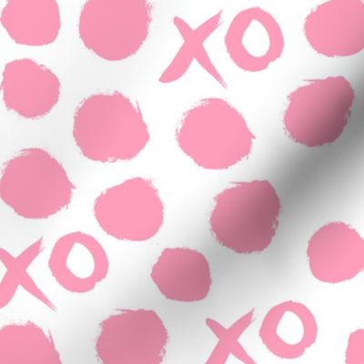 xoxo // bubblegum pink hearts dots xoxo valentines love hearts pink fabric