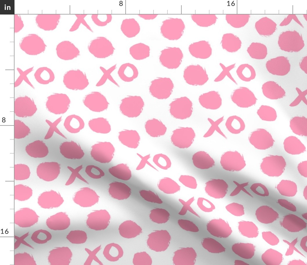 xoxo // bubblegum pink hearts dots xoxo valentines love hearts pink fabric