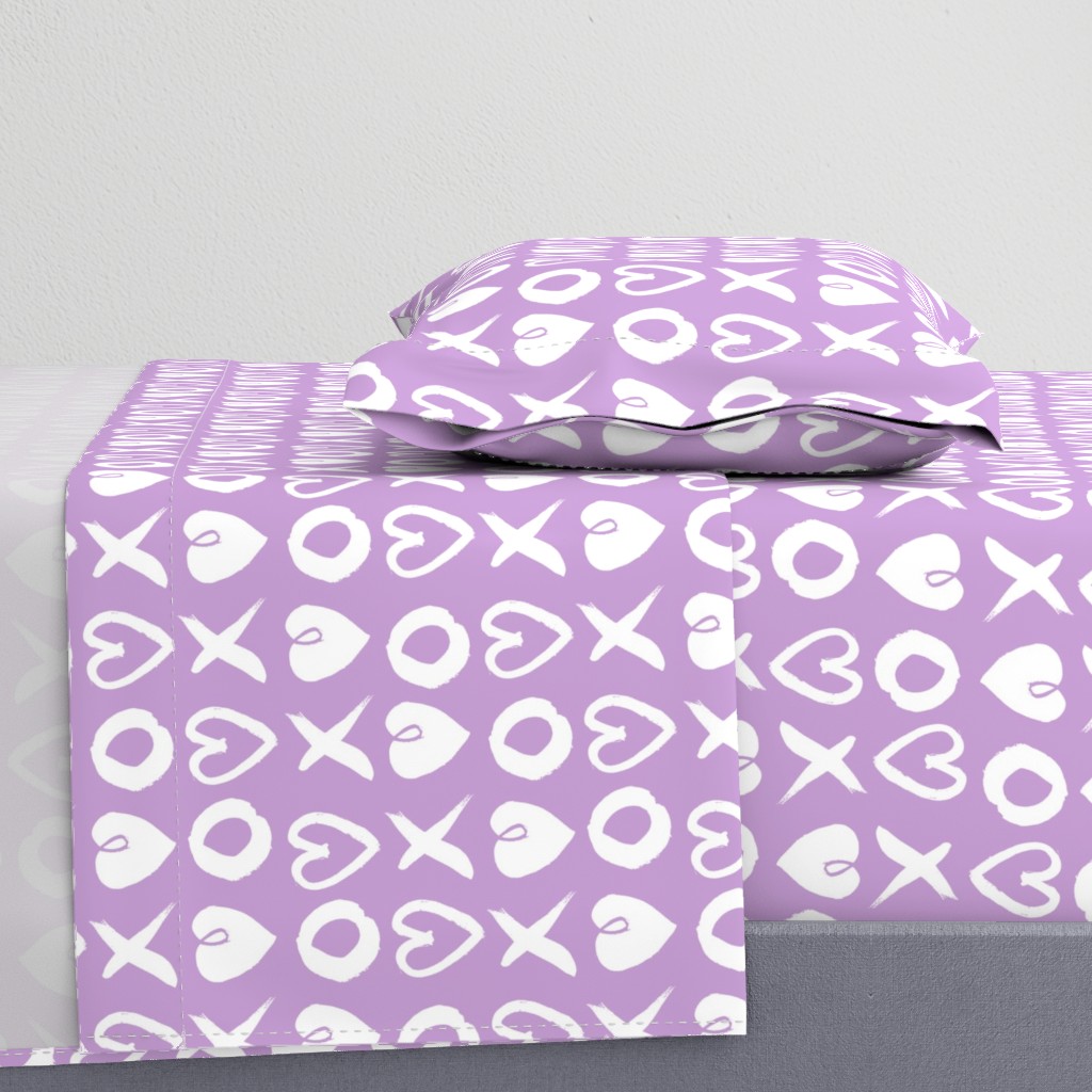 xoxo hearts // lilac pastel purple xoxo hearts love valentines repeating illustration print