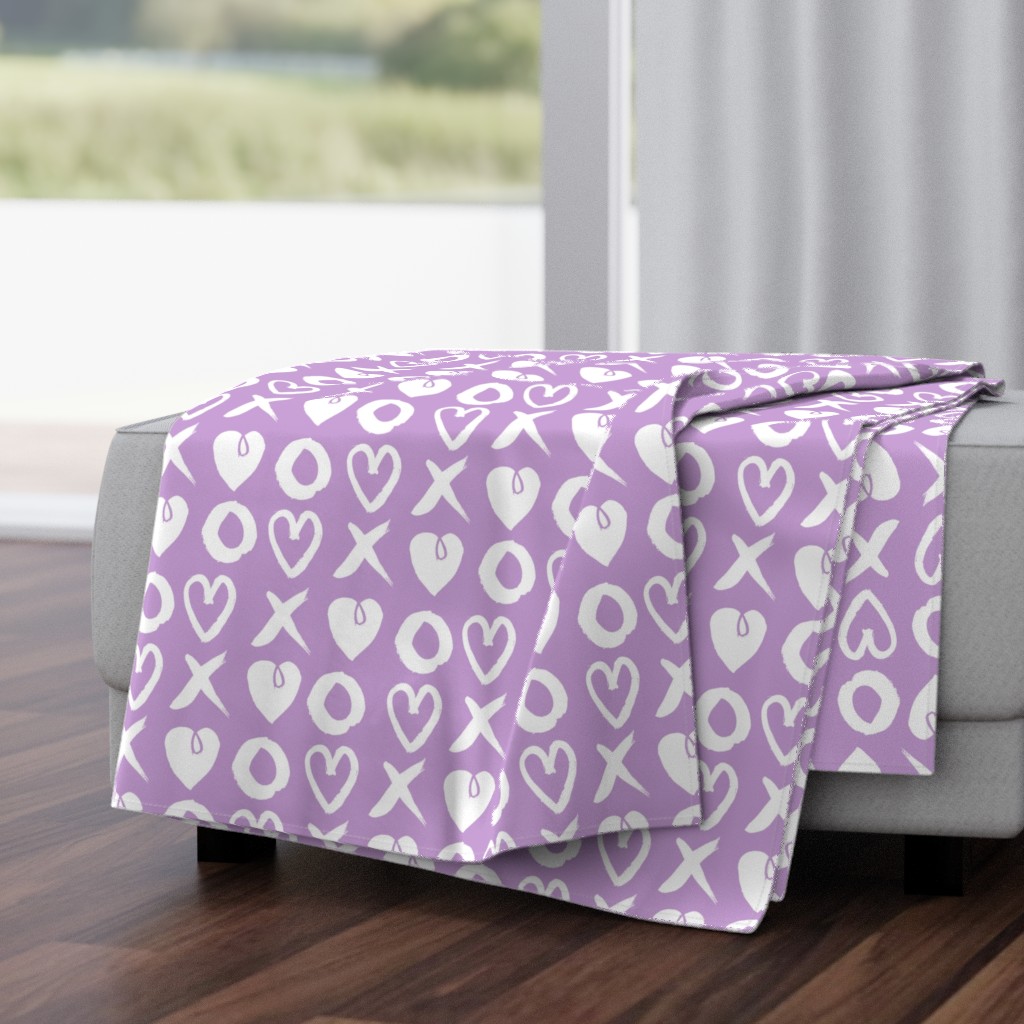 xoxo hearts // lilac pastel purple xoxo hearts love valentines repeating illustration print