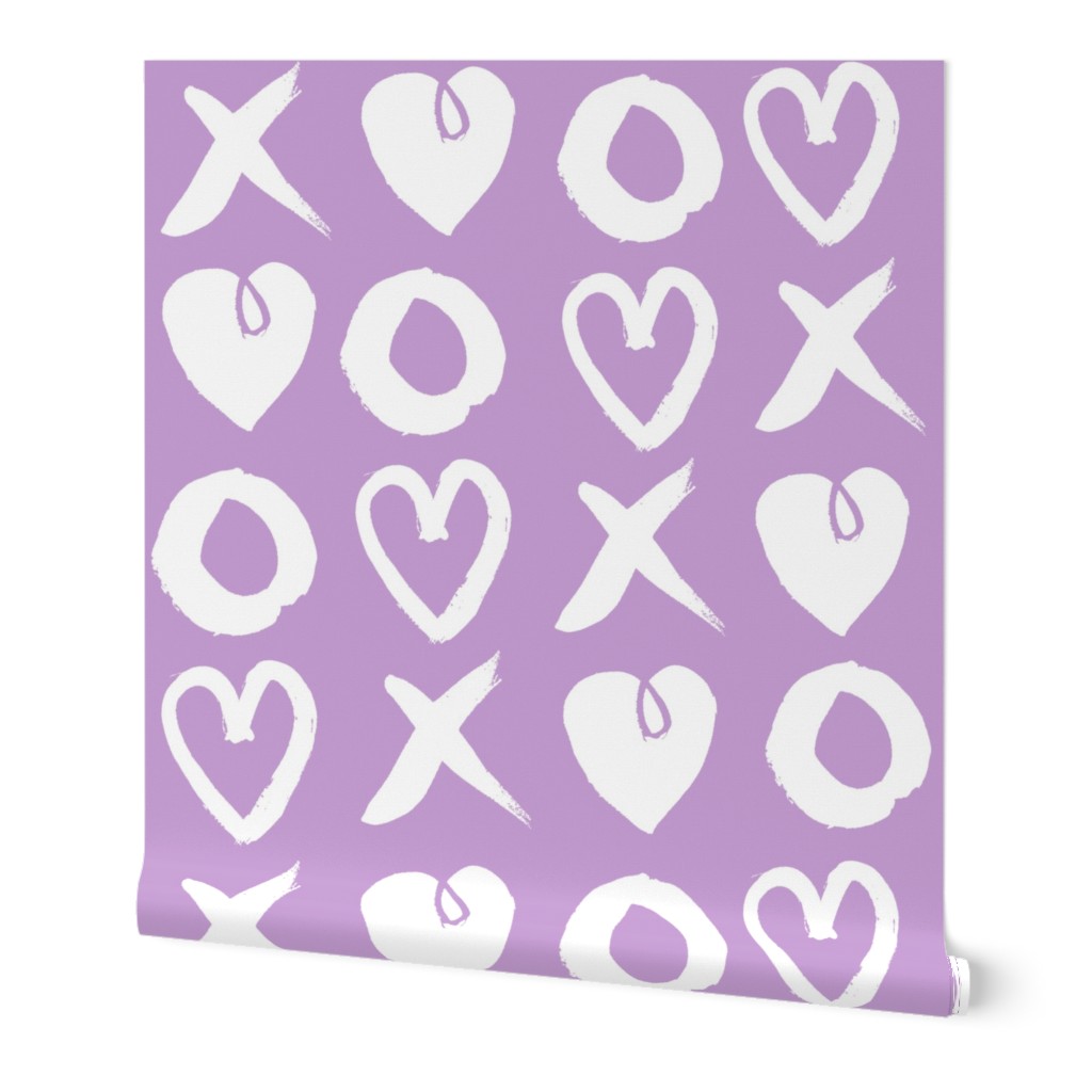 xoxo hearts // lilac pastel purple xoxo hearts love valentines repeating illustration print