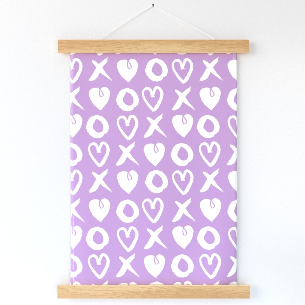 xoxo hearts // lilac pastel purple xoxo hearts love valentines repeating illustration print