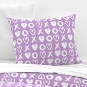 xoxo hearts // lilac pastel purple xoxo hearts love valentines repeating illustration print