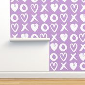 xoxo hearts // lilac pastel purple xoxo hearts love valentines repeating illustration print