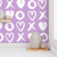 xoxo hearts // lilac pastel purple xoxo hearts love valentines repeating illustration print