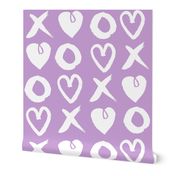 xoxo hearts // lilac pastel purple xoxo hearts love valentines repeating illustration print