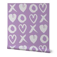 xoxo hearts // lilac pastel purple xoxo hearts love valentines repeating illustration print