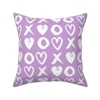 xoxo hearts // lilac pastel purple xoxo hearts love valentines repeating illustration print