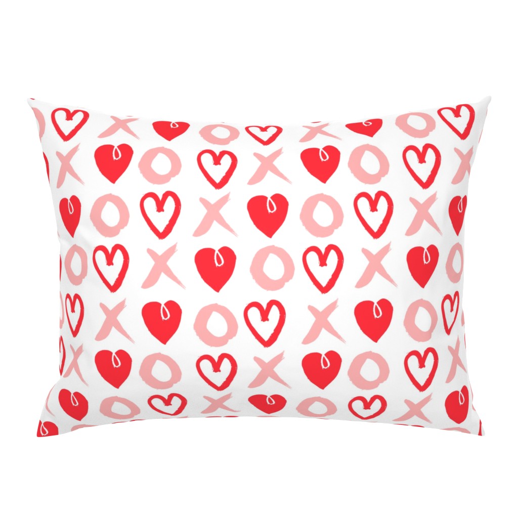 XOXO hearts // red and pink larger scale valentines love heart print 