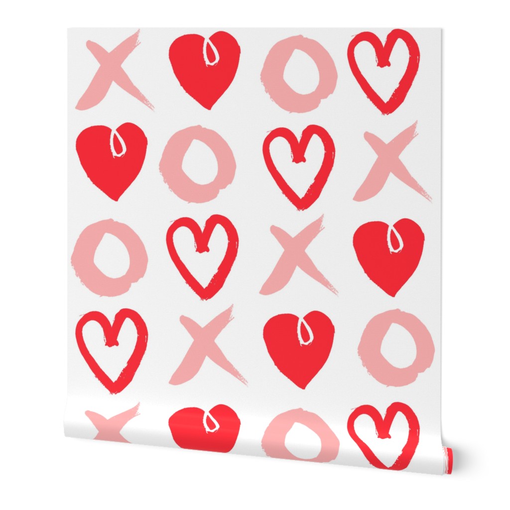 XOXO hearts // red and pink larger scale valentines love heart print 