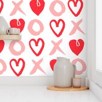 XOXO hearts // red and pink larger scale valentines love heart print 