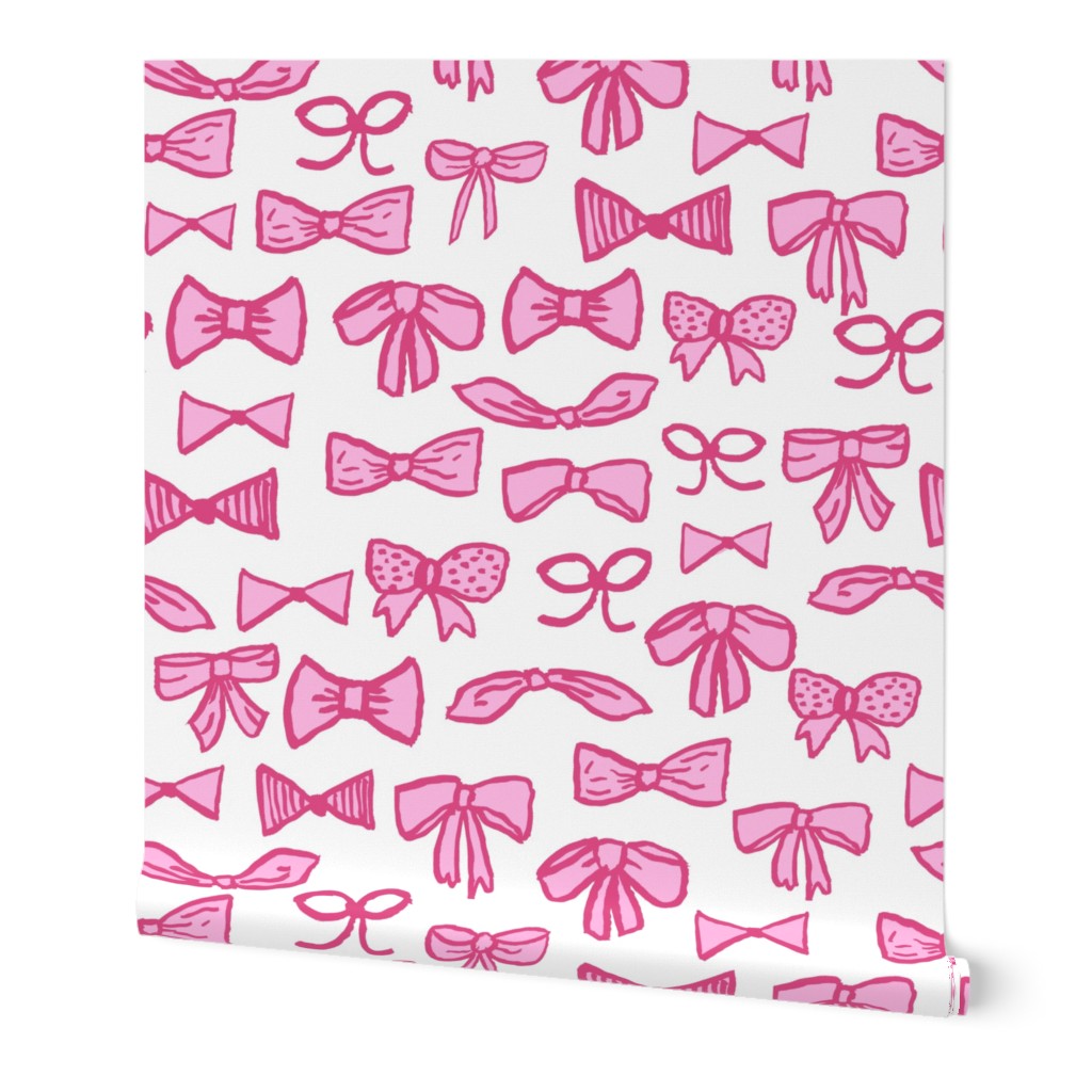 bows // pink beauty fashion print for cute little sweet girls in pinks illustration pattern