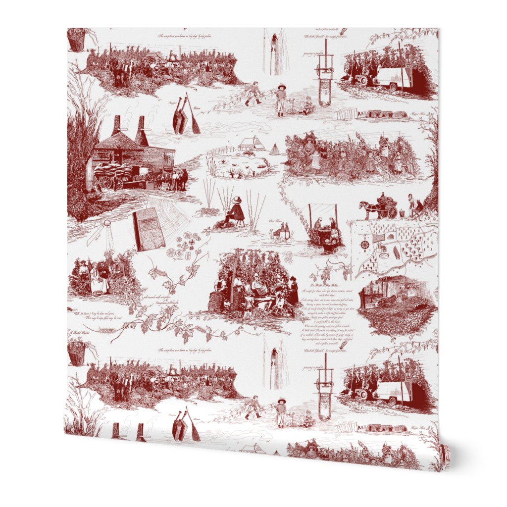 Red Toile on white BG