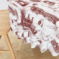 Red Toile on white BG