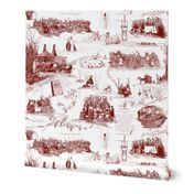 Red Toile on white BG