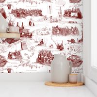 Red Toile on white BG