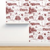 Red Toile on white BG