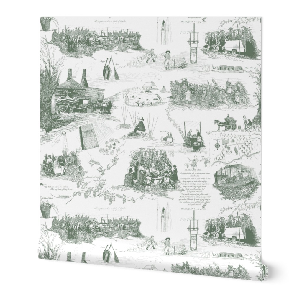 Dark Green Toile on white BG