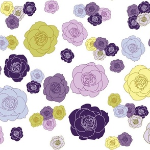 roses in purple, lavender and lime