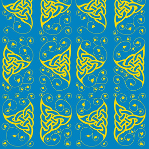 triknot leafy border 1 blue & gold