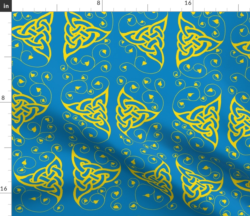 triknot leafy border 1 blue & gold