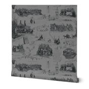 Charcoal Toile on a Grey BG