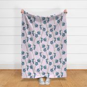 Floral Print Blue over pink