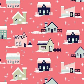 Pink Christmas Houses
