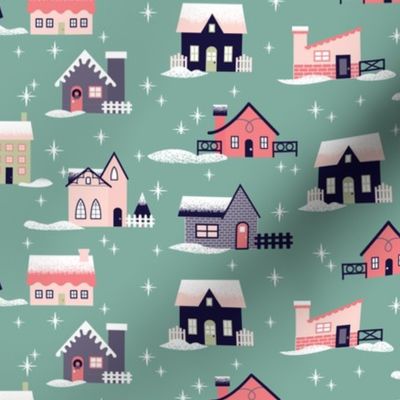 Teal Christmas Houses