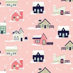 Light Pink Christmas Houses