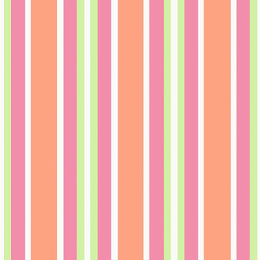 Colorful Stripe in Pink, Orange, Green & White