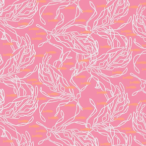 Kelp on Pink with Orange Fish