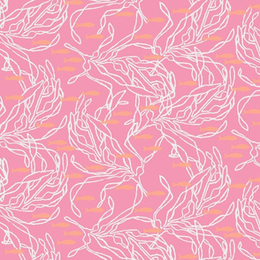 Lighter Pink with White Kelp and Fish