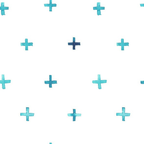 Spacious Watercolor Cross Pattern - Teal