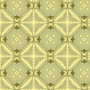 Gothic Floral in Green and Yellow