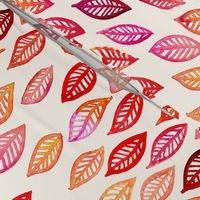 Watercolor Leaves in red, pink and orange