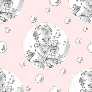 Baby Bathtime in Pink and White