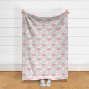 Sweet soft little indian baby dream sleepy night clouds love hearts and indian arrows scandinavian pastel illustration pattern in pink
