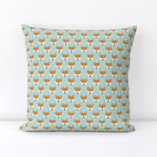 Colorful retro foxes fun kids illustration woodland theme soft pastel mint orange