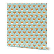 Colorful retro foxes fun kids illustration woodland theme soft pastel mint orange